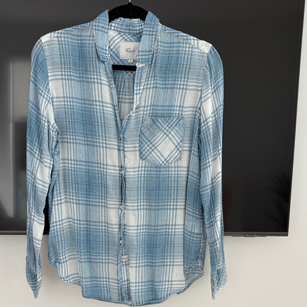 Rails Light Blue and White Plaid Men's Shirt
